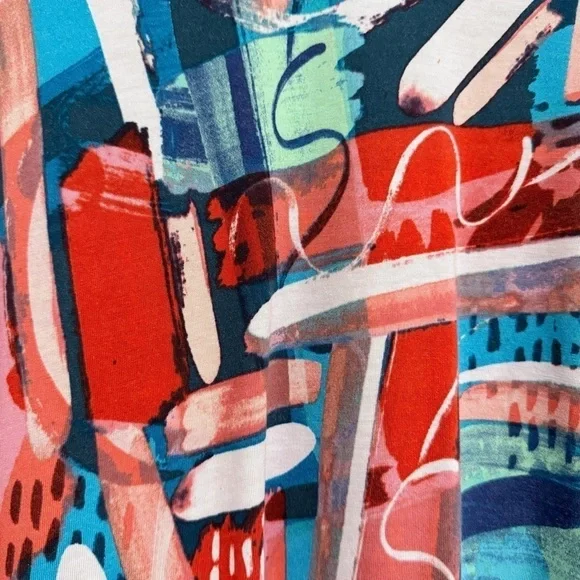 LOGO by Lori Goldstein | Abstract Tunic Short Sleeve Multicolor Size Medium - Picture 3 of 6